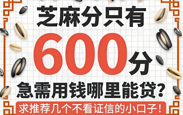 芝麻分只有600分，急需用钱哪里能贷？求推荐几个不看征信的小口子！
