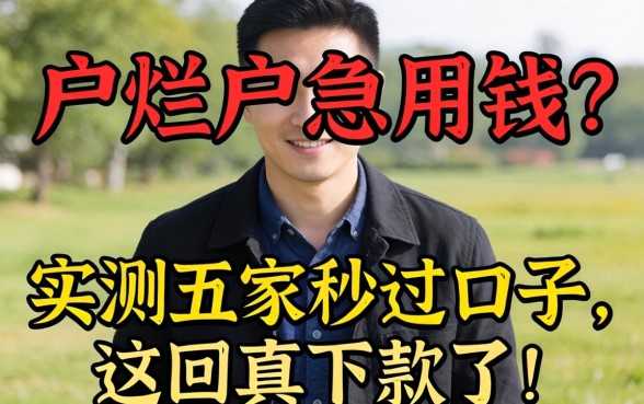 黑户烂户急用钱?实测五家秒过口子,这回真下款了!