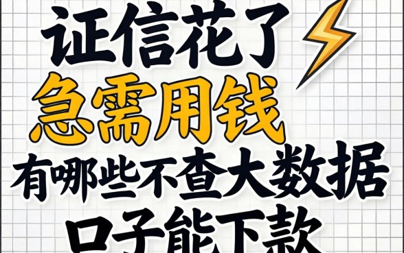 征信花了急需用钱，有哪些不查大数据的口子能下款？