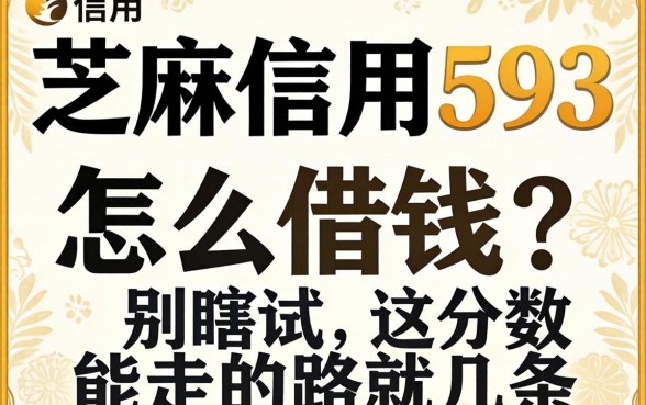芝麻信用593怎么借钱？别瞎试，这分数能走的路就几条