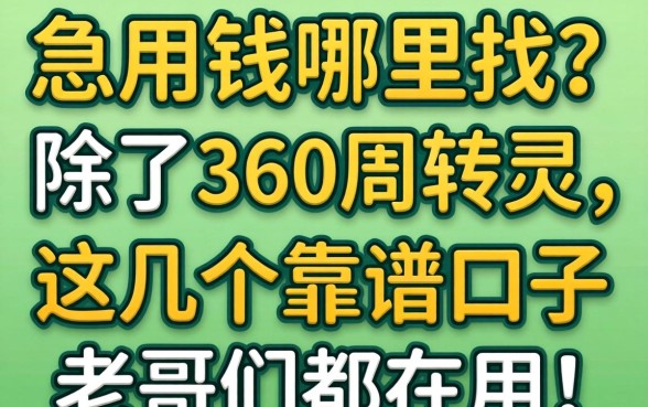 急用钱哪里找?除了360周转灵,这几个靠谱口子老哥们都在用!
