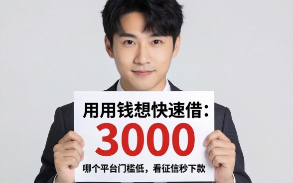 急用钱想快速借3000，哪个平台门槛低不看征信秒下款？