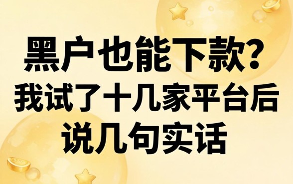 黑户也能下款？我试了十几家平台后说几句实话