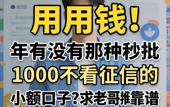 急用钱！2026年有没有那种秒批1000不看征信的小额口子？求老哥推荐靠谱的！