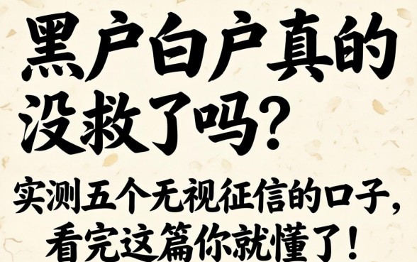 黑户白户真的没救了吗？实测五个无视征信的口子，看完这篇你就懂了！