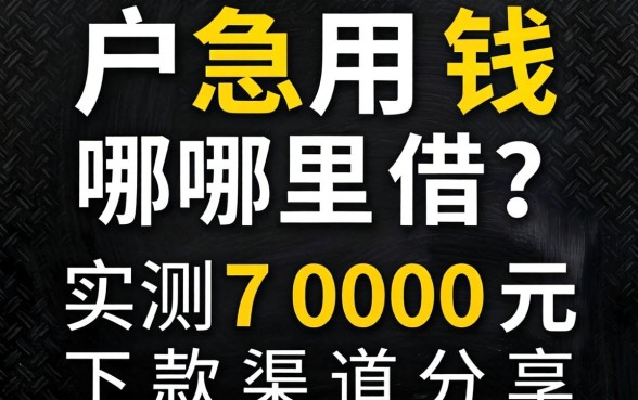 黑户急用钱哪里借？实测7000元下款渠道分享