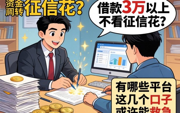急需资金周转却征信花？借款3万以上不看征信的有哪些平台？这几个口子或许能救急