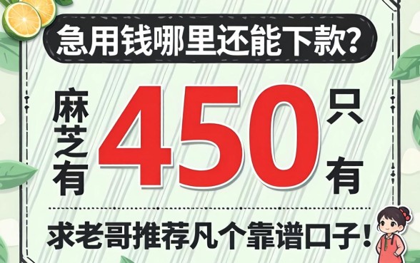 芝麻分只有450，急用钱哪里还能下款？求老哥推荐几个靠谱口子！