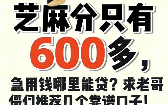 芝麻分只有600多，急用钱哪里能贷？求老哥们推荐几个靠谱口子！