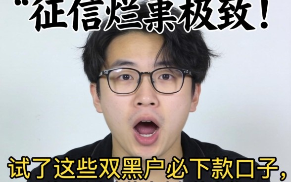 我征信烂到极致,试了这些双黑户必下款的口子,结果让人意外