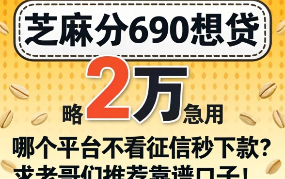 芝麻分690想贷2万急用，哪个平台不看征信秒下款？求老哥们推荐靠谱口子！