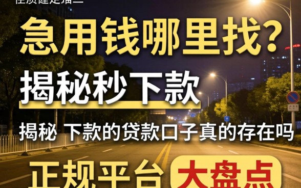 深夜急用钱哪里找?揭秘秒下款的贷款口子真的存在吗?正规平台大盘点