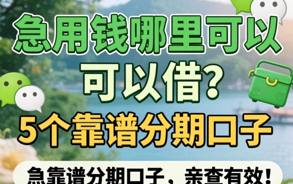 微信里急用钱哪里可以借？分享5个靠谱分期口子，亲测有效！