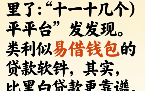 我试了十几个平台，发现类似易借钱包的贷款软件其实比黑白贷款更靠谱