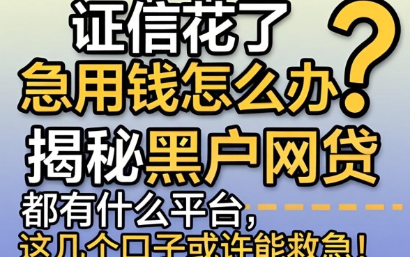 征信花了急用钱怎么办？揭秘黑户网贷都有什么平台，这几个口子或许能救急
