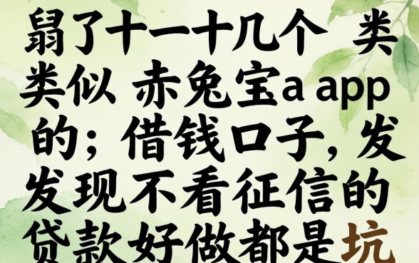 我试了十几个类似赤兔宝app的借钱口子，发现不看征信的贷款好做全是坑