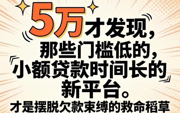 我欠了五万才发现,那些门槛低的小额贷款时间长的新平台,才是摆脱欠款束缚的救命稻草
