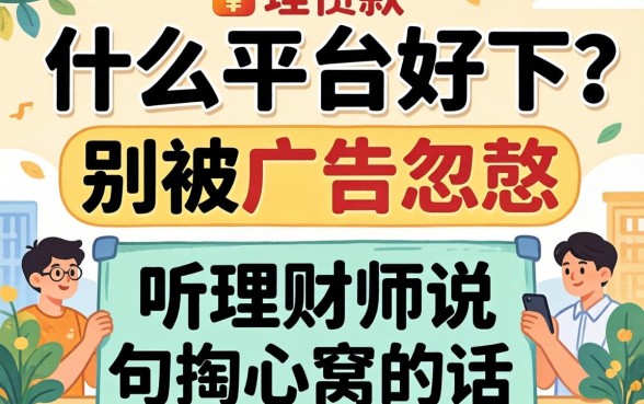 贷款什么平台好下？别被广告忽悠，听理财师说句掏心窝的话