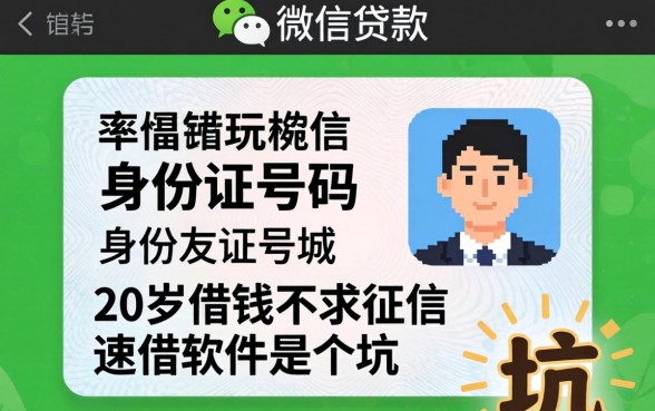 我试了微信贷款需要身份证号码，发现20岁借钱不求征信速借软件是个坑