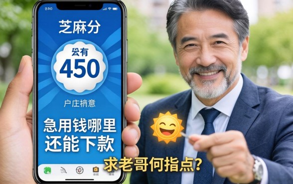 手机芝麻分只有450，急用钱哪里还能下款？求老哥们指点！