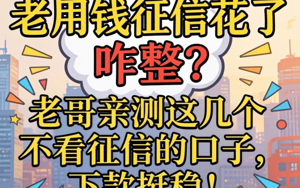 急用钱征信花了咋整?老哥亲测这几个不看征信的口子,下款挺稳!
