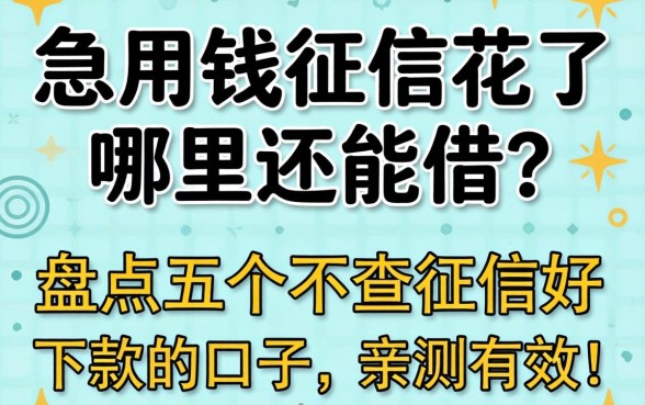 急用钱征信花了哪里还能借？盘点五个不查征信好下款的口子，亲测有效！