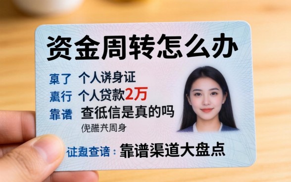 急需资金周转怎么办？个人身份证贷款2万不查征信是真的吗？靠谱渠道大盘点