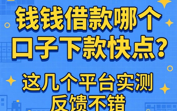 急需用钱借款哪个口子下款快点？这几个平台实测反馈不错