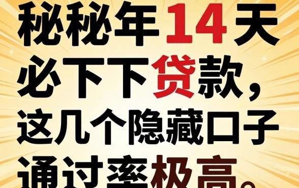 揭秘2026年14天必下贷款，这几个隐藏口子通过率极高
