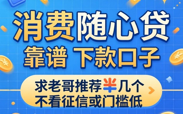 有没有类似消费随心贷那样靠谱的下款口子？求老哥推荐几个不看征信或者门槛低的平台！