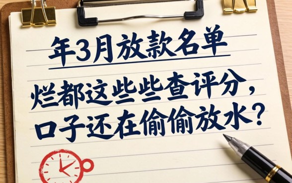 我翻烂了2026年3月的放款名单,发现这些不查评分的口子还在偷偷放水