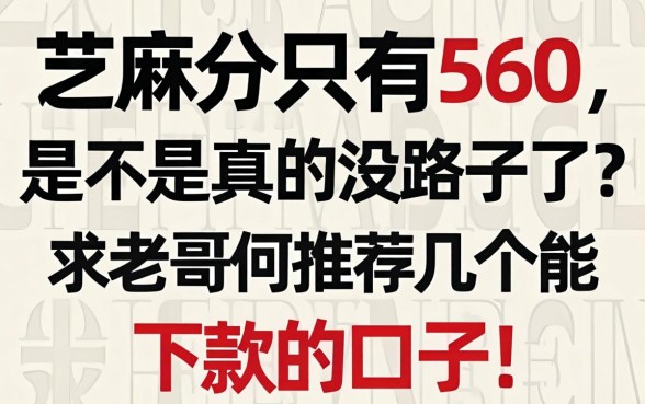 芝麻分只有560，是不是真的没路子了？求老哥们推荐几个能下款的口子！