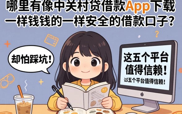 急需用钱却怕踩坑？哪里有像中关村贷借款app下载一样安全的借款口子？这五个平台值得信赖！