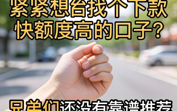 手头紧想找个下款快额度高的口子,兄弟们有没有靠谱推荐?