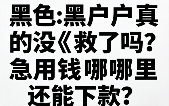 网黑黑户真的没救了吗？急用钱哪里还能下款？