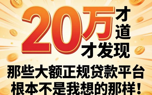 我借了20万才发现，那些大额正规贷款平台根本不是我想的那样