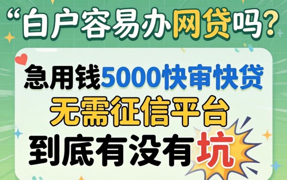 白户容易办网贷吗？急用钱5000快审快贷无需征信平台到底有没有坑