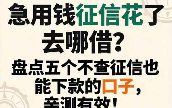 急用钱征信花了去哪借?盘点五个不查征信也能下款的口子,亲测有效!