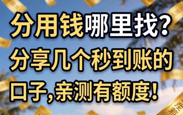 急用钱哪里找？分享几个秒到账的口子，亲测有额度！