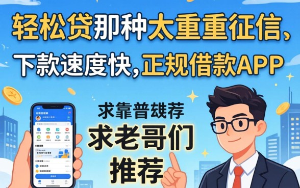 有没有类似轻松贷那种不太看重征信、下款速度快的正规借款APP?求老哥们推荐几个靠谱的!