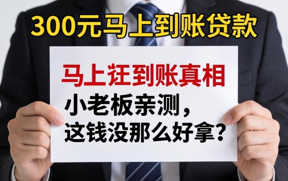贷款300元马上到账的真相：小老板亲测，这钱没那么好拿