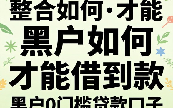 黑户如何才能借到款,整合五个黑户0门槛贷款口子
