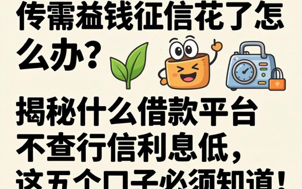 急需用钱征信花了怎么办?揭秘什么借款平台不查征信利息低,这五个口子必须知道!