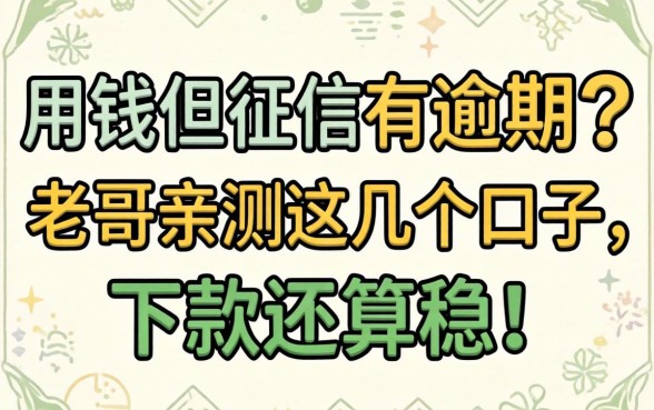 急用钱但征信有逾期？老哥亲测这几个口子，下款还算稳！