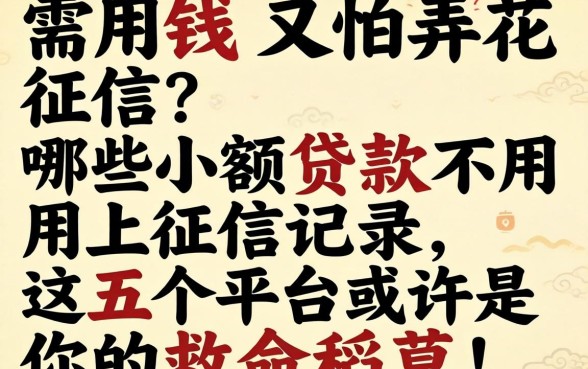 急需用钱又怕弄花征信？哪些小额贷款不用上征信记录，这五个平台或许是你的救命稻草！