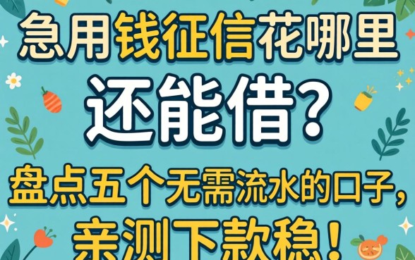 急用钱征信花哪里还能借？盘点五个无需流水的口子，亲测下款稳！
