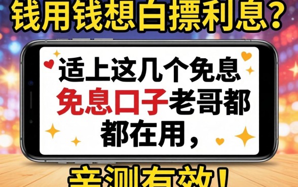 急用钱想白嫖利息？手机上这几个免息口子老哥都在用，亲测有效！