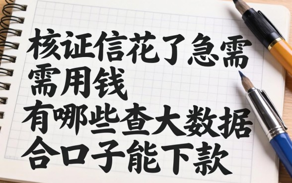 征信花了急需用钱，有哪些不查大数据的口子能下款？