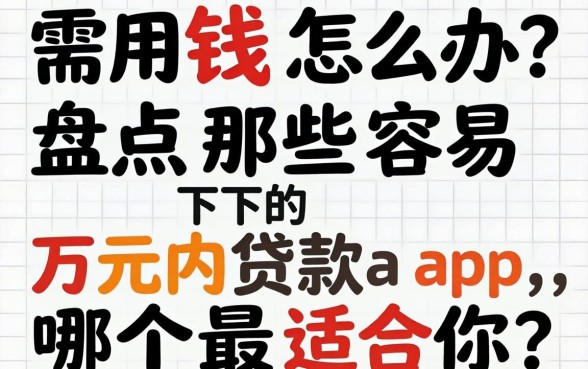 急需用钱怎么办？盘点那些容易下的万元内贷款app，哪个最适合你？