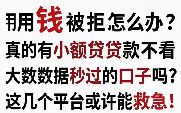 急用钱被拒怎么办？真的有小额贷款不看大数据秒过的口子吗？这几个平台或许能救急！